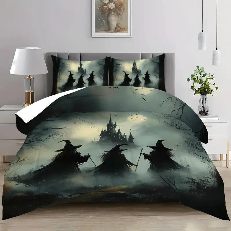 Halowen Comfortable Quilt Cover Set Halowen Theme Comfortable Beding Set Digital Print Plaid Patern Lovely Ghost Pumpkin One Comfortable Quilt Cover