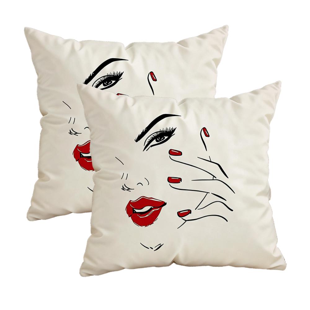 Portrait Lady Design Pillowcasezipper Design, Decorative Pillowcase, 45X45 Cm Pillowcase