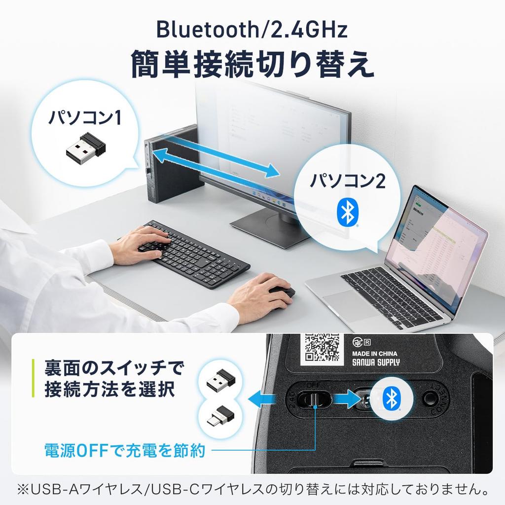 SANWA DIRECT Wireless Bluetooth Silent Customizable with LCD Display Multi-Button Mouse, 2.4GHz, High-Speed Scrolling, Operation, Buttons,