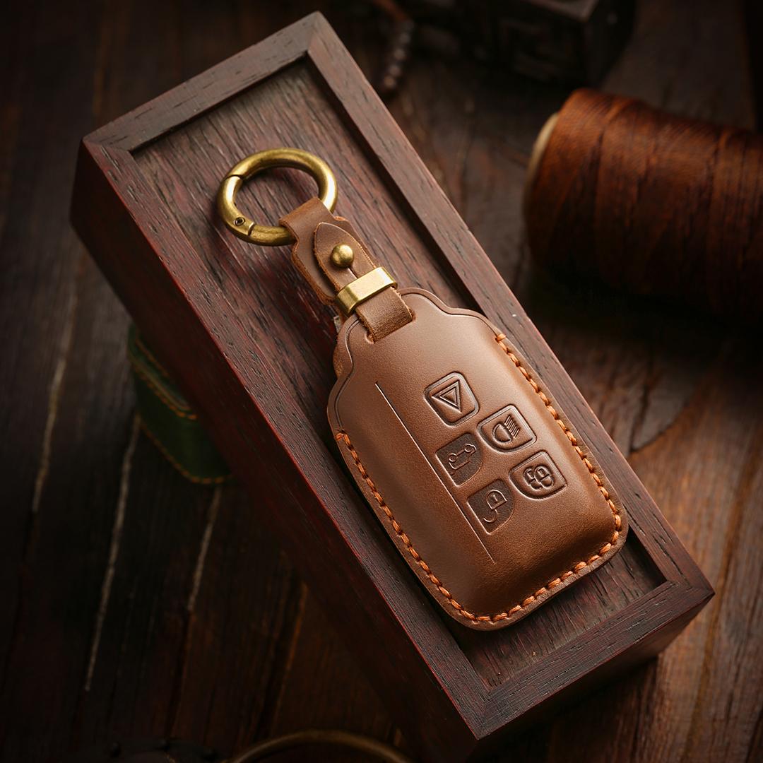 

[Jaguar/Land Rover] Car Key Cover keychain Cowhide Handmade Suitable for Old F-PACE/CFL/XEL коричневий