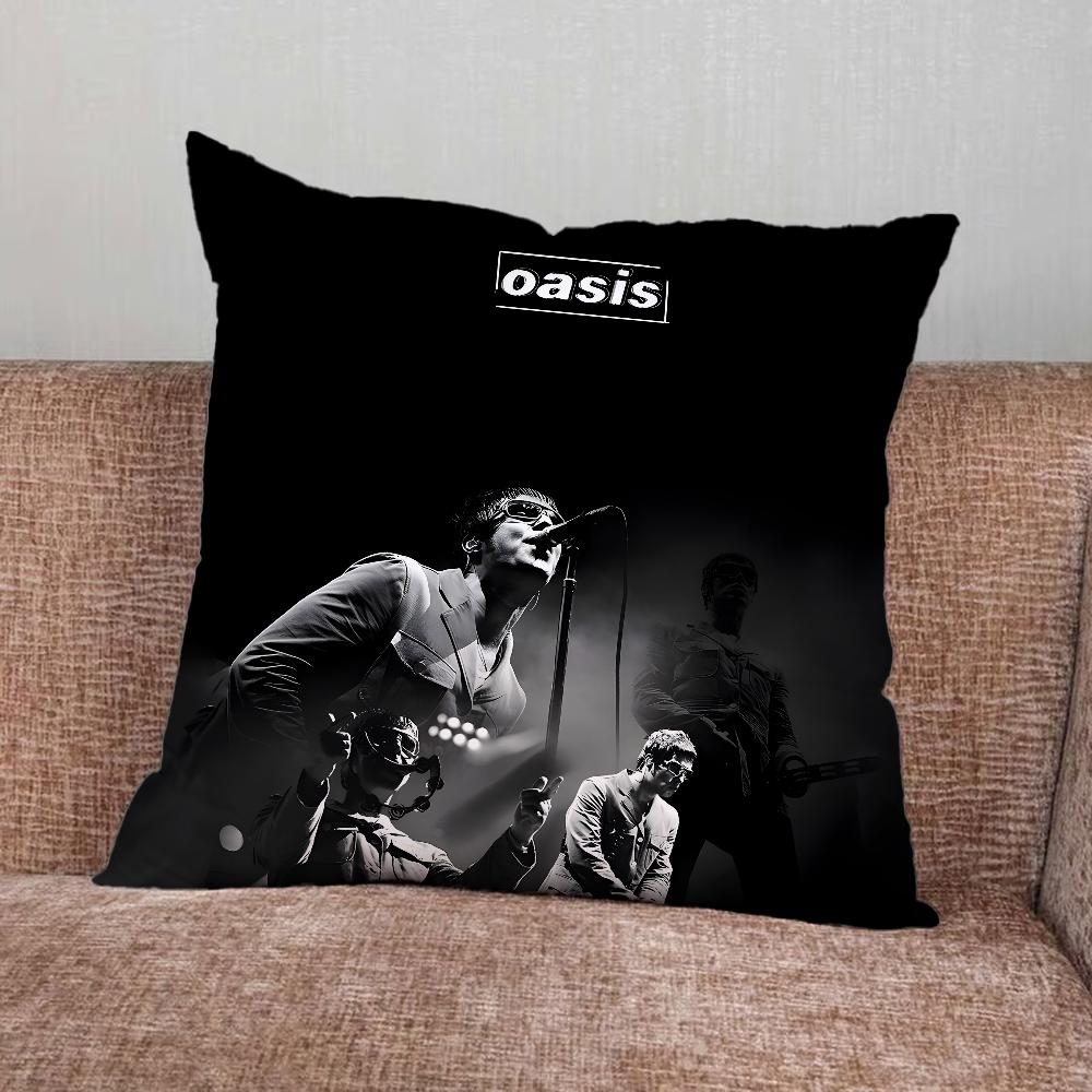 Music O-Oasis Band Pillow Case For Home Bedroom Car Office Decoration Living Room Sofa Cushion Cover Suitable