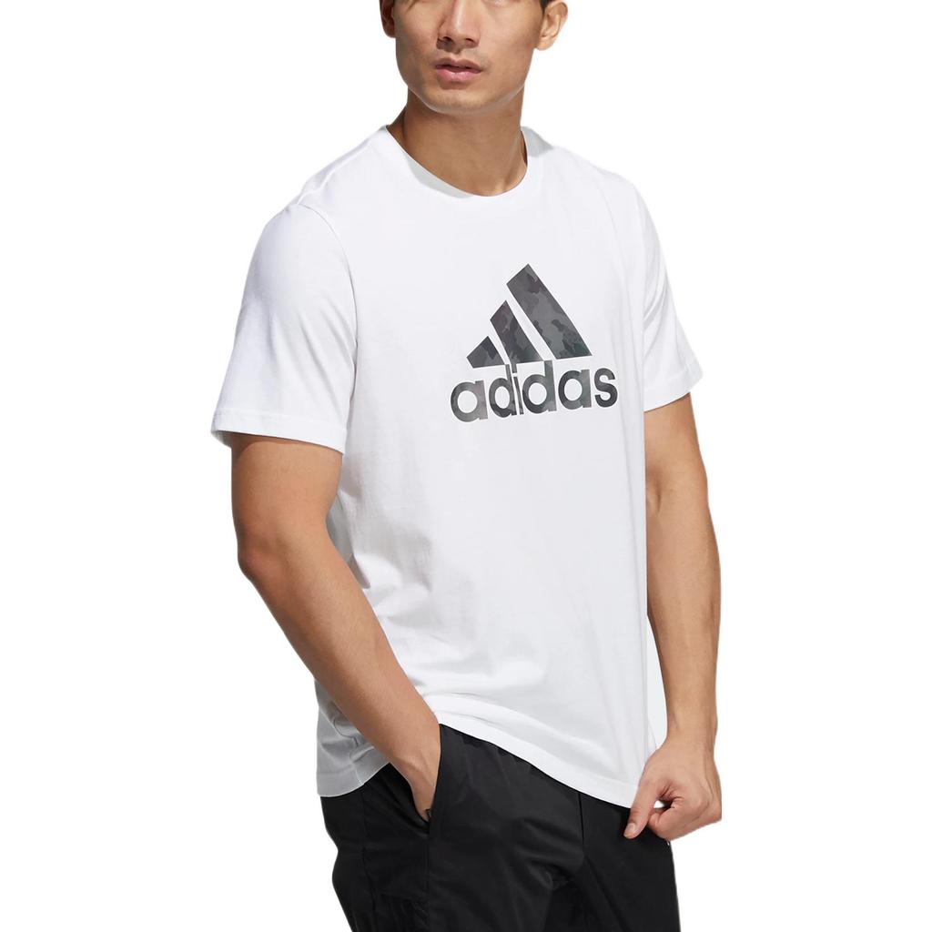 Adidas Alphabet Logo Print Sports Round Neck Short Sleeve T-Shirt Men Tops White HE7425
