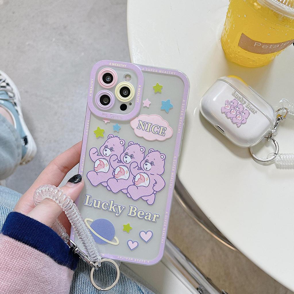 Zhitai Transparent Cartoon Bear Case for iPhone 15/14/XS/XR Promax