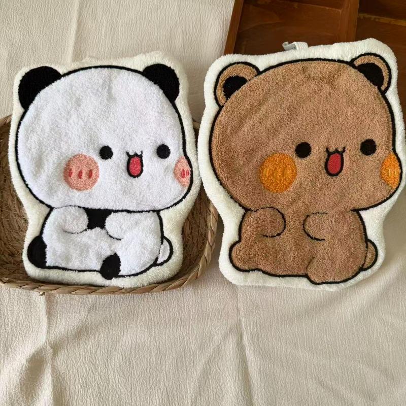Anime Panda Bubu Dudu Handdoek Dubbele Laag Dik Absorbend Koraalvlies Hangende Handdoek Schattige Cartoon Handdoek voor Thuis Handdoek