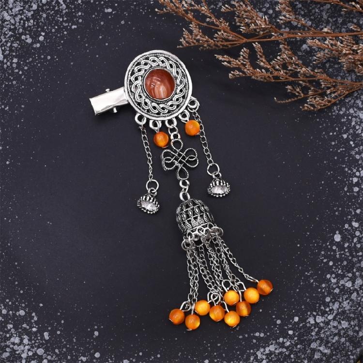 Exotic Hair Clip Side Clip with Tassels For Women Kazak Styles Hair Styling Accessory for Formal Event Costume Accessory