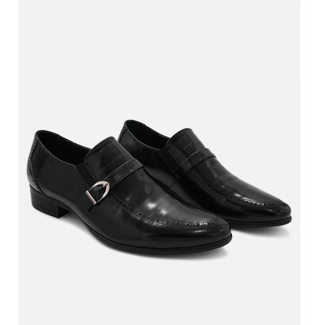 

2025 новые высококачественные деловые туфли из итальянской кожи с острым носком, ручной работы, универсальные мужские туфли с пряжкой, слипоны 44 чёрный