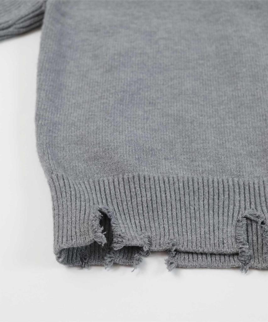 miette Distressed Knit Pullover REXX1080 Free Size Black Half-Zip Women's