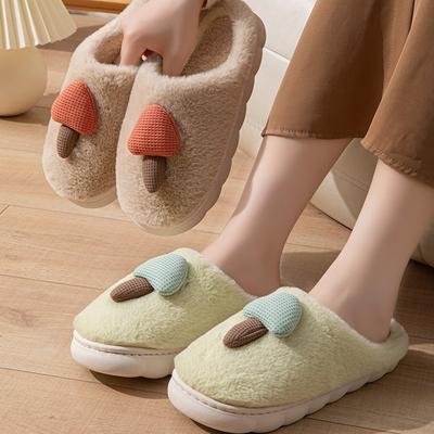 Woemn Men Cotton Slippers Home Autumn and Winter Thick-soled Non-slip Eva Plush Warm Slippers
