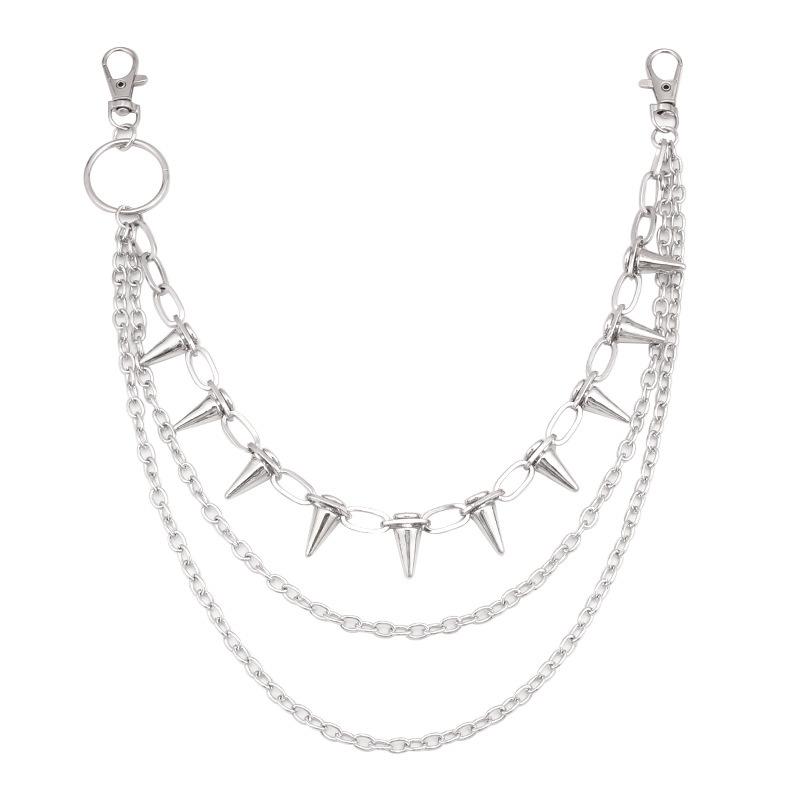 Multilayer Hip Hop Punk Metal Rivet Waist Chain Jewelry for Stage Performance