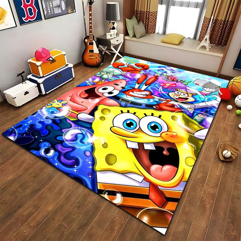 Cartoon Underwater Party Rug with Colorful Characters Suitable for Use As an Anti-slip Game Mat for Living Room and Bedroom Sofas