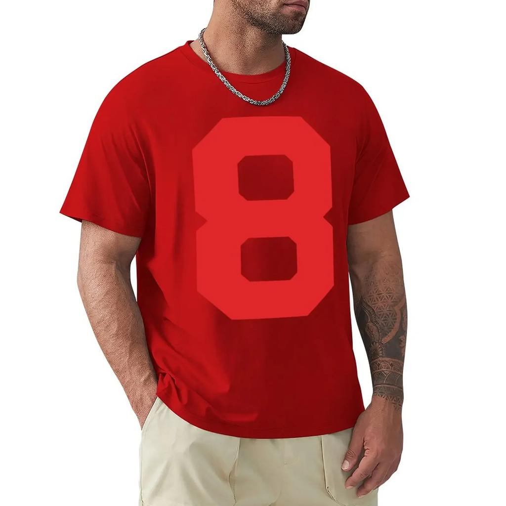 Number 8, Red eight, Sports number 8 T-Shirt hippie clothes summer tops black t shirts for