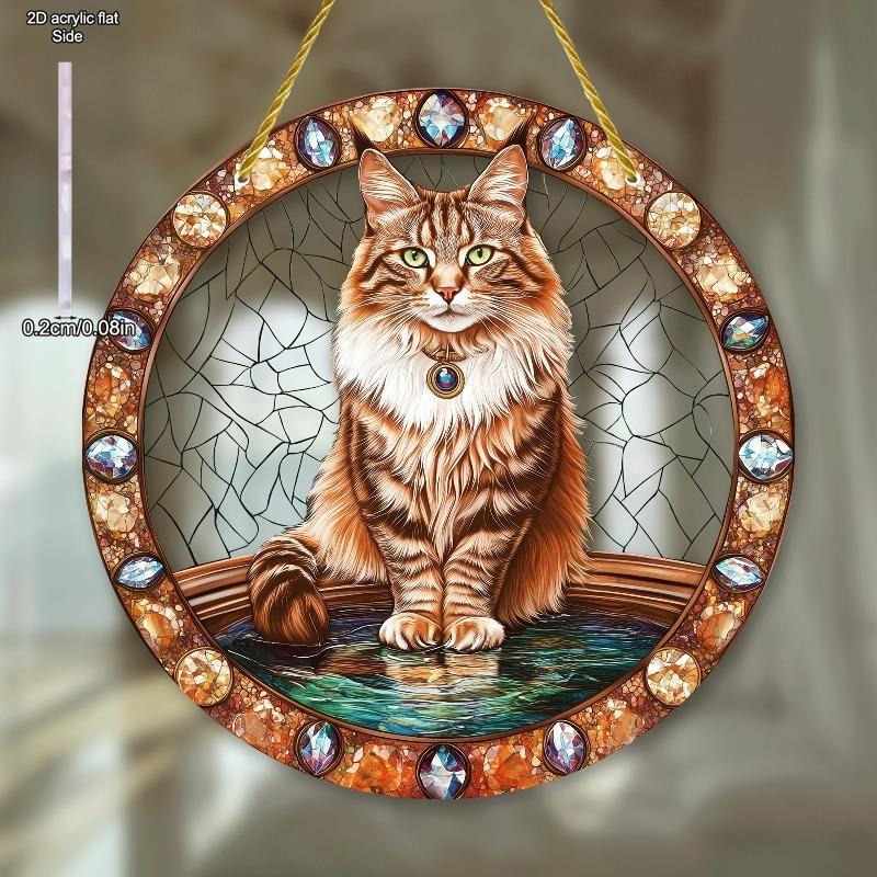 2D Flat Acrylic Maine Cat Sun Catcher - Indoor/ Outdoor Wall Art, Nurseries, Vintage Home Decor Wall for Bar Kitchen, Restaurant Shop Wall Decor,