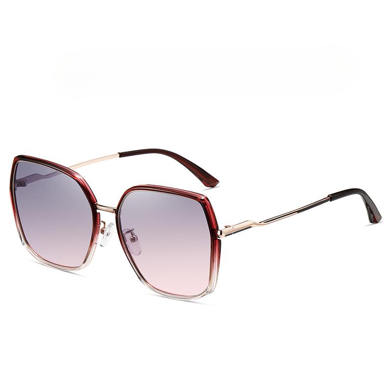 New Irregular Polygonal Polarized Sunglasses Large Frame Women's Commuting TAC Sunglasses Metal Frame Fashion Glasses