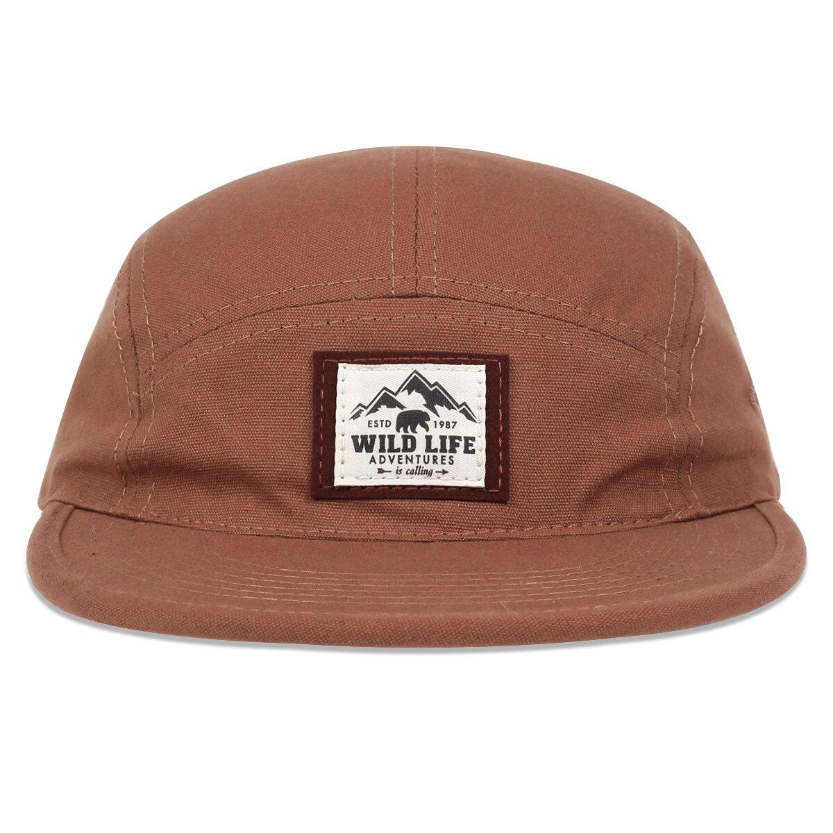 WILD LIFE Katoen 5 Panel Baseballpet Snapback Petten Bone Gorras Hombre Originele Hip Hop Petten Voor Mannen Vrouwen Verstelbaar bruin