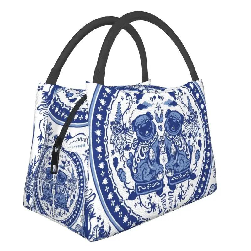 Poster Moară de Vânt Vintage Albastru Delft Olandez Genți de Prânz Izolate pentru Muncă Birou Răcitor Impermeabil Cutie de Prânz Termică Femei