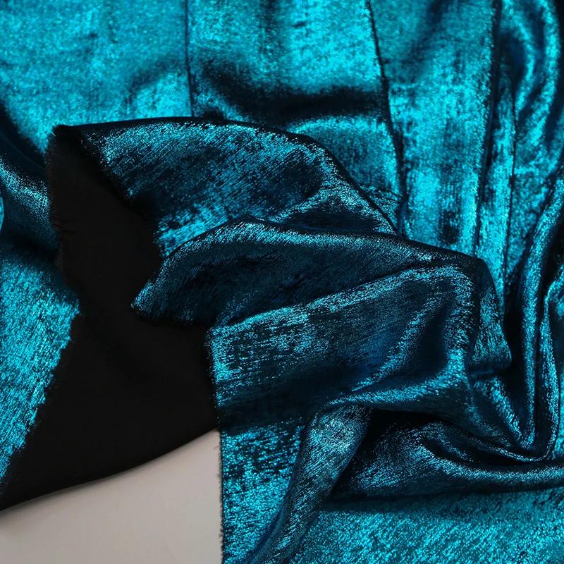 

50/100x150см Флуоресцентный Шифон из Шелка Специальная Ткань с Горячим Тиснением Металлическая Текстура Серебристая Блестящая Платье Холтер Модные Ткани 50x150cm