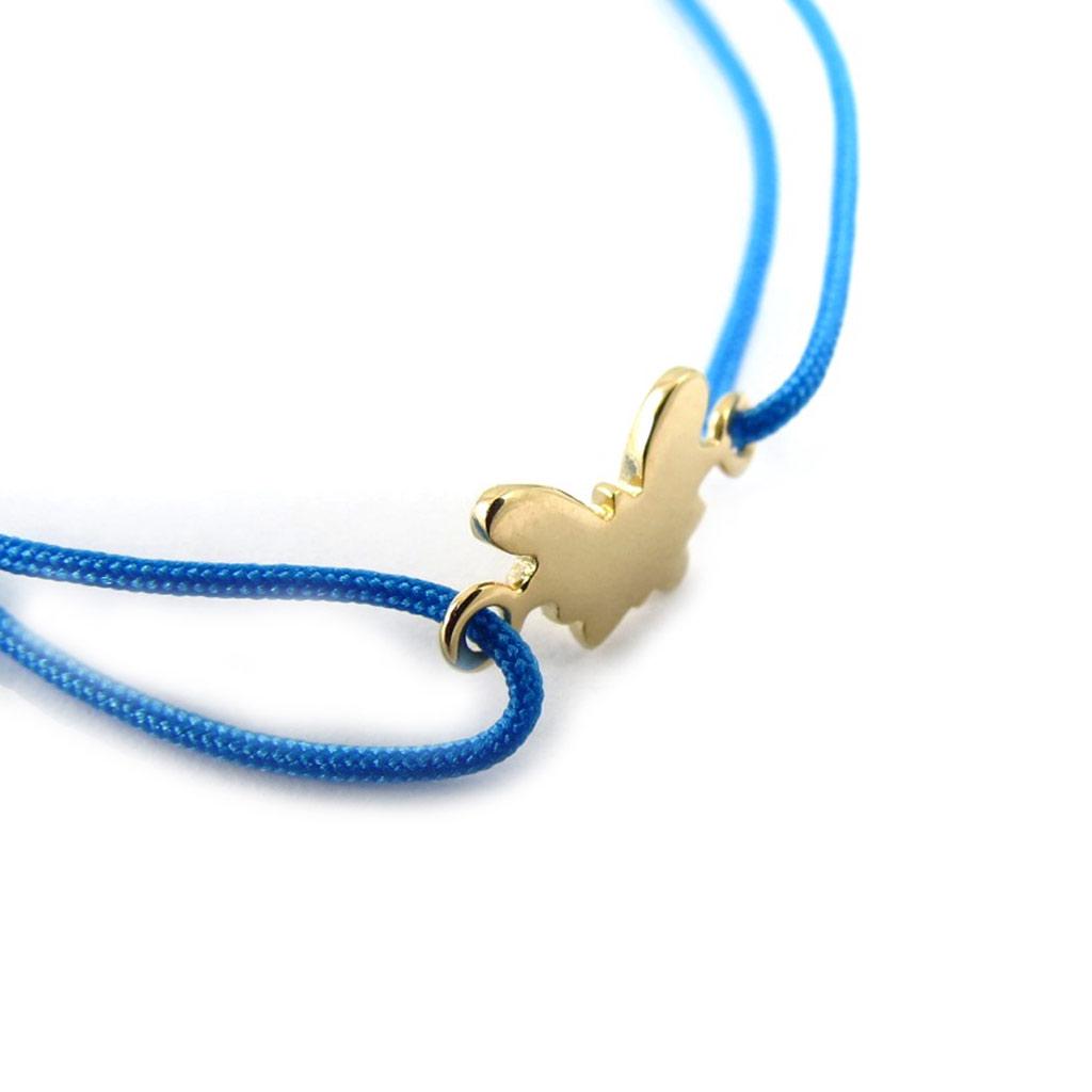 Altesse [K4548] - Golden Blue 'Butterfly' Gold Plated Bracelet - 10x8 Mm