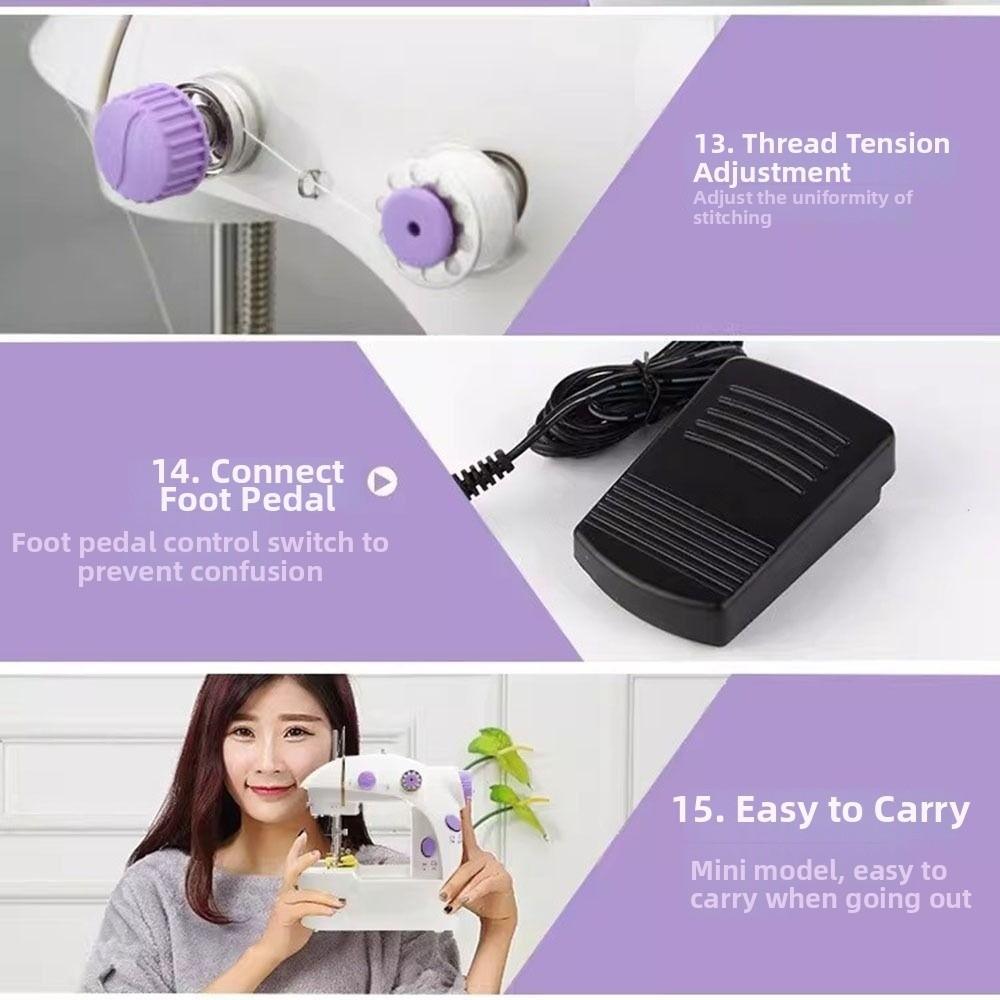 Foot Pedal Electric Sewing Machine LED Light Portable Sewing Machine Mini Sewing Machine  Beginners