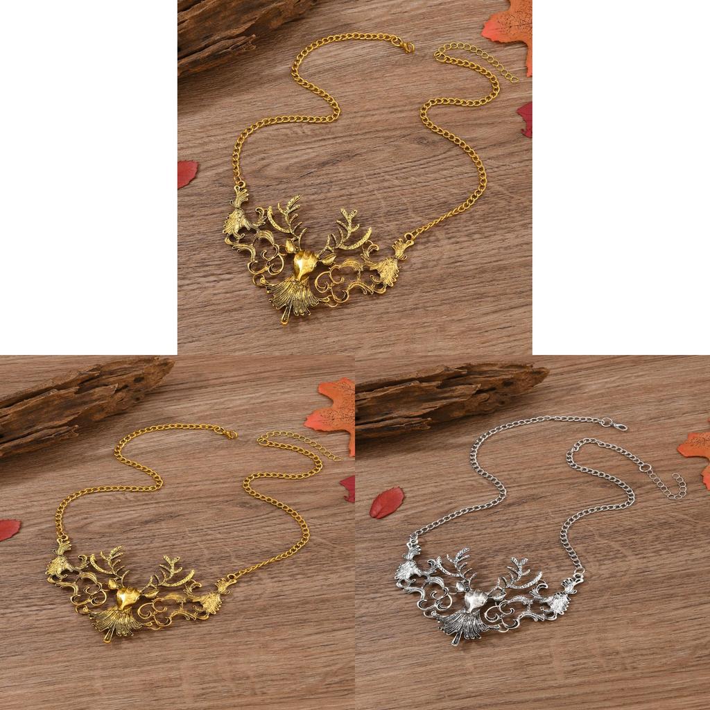 Vintage Christmas Deer Necklace With Zinc Alloy Animal Pendant For Women Holiday Jewelry