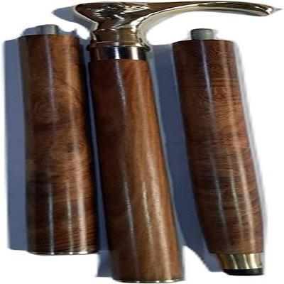 Brass Folding Walking Stick Cane Wooden Adjustable Brass
