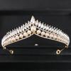Goldfarbene Luxus-Kristall-Hochzeitstiara und Kronen Party Strass Abschlussball Braut Diadem Krone Tiara für Damen Braut Haarschmuck