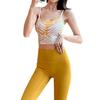 DAYCLOSET Yoga Top and Leggings Set with High Size Leaf and Yellow Women's Cups, Waist, Elastic, Yoga143, S,