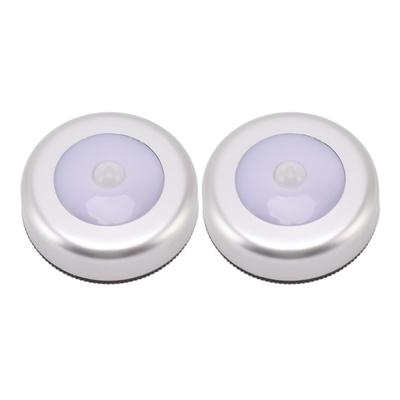 Motion Sensor Night Light Eye Protection Round Small LED Induction Lamp for Closet Drawer Bed Bottom 2pcs