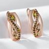 Unique  Rose Gold Color Drop Earrings For Women Fashion Olive Green Natural Zircon Accessories Vintage Daily Jewelry