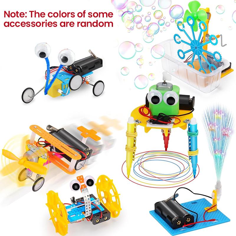 6in1 DIY Science Toys Building Blocks Electronic Robot Education Experiments Projects Kits 3D Model Assembly Toy for Kids Gifts