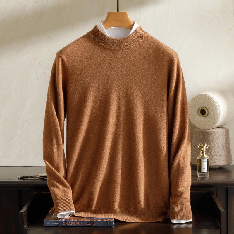 New 100 cashmere sweater semi-turtleneck teen high-end pure cashmere sweater men