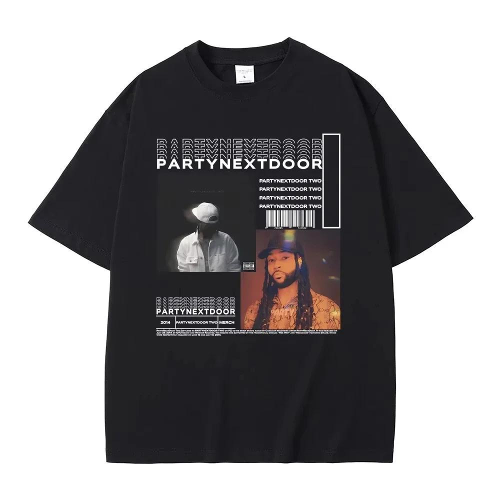 Rapper Partynextdoor Two Album Graphic Tshirt Male Hip Hop Vintage Printed Tshirts Unisexs Wounisex Cotton Tees Oversized Black