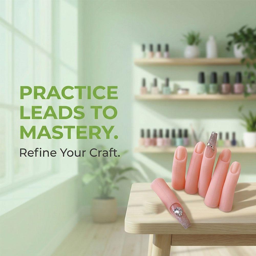 5Pcs/Set Display Stand Silicone Practice Fingers Silicone Nail Art Practice Hand  Manicure Training