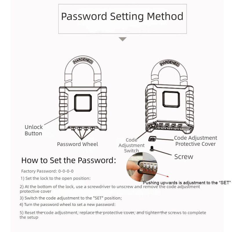 Metal Heavy Duty Padlock 4-Digit Number Combination Rust Proof Security Lock Safely Waterproof Gate Locks