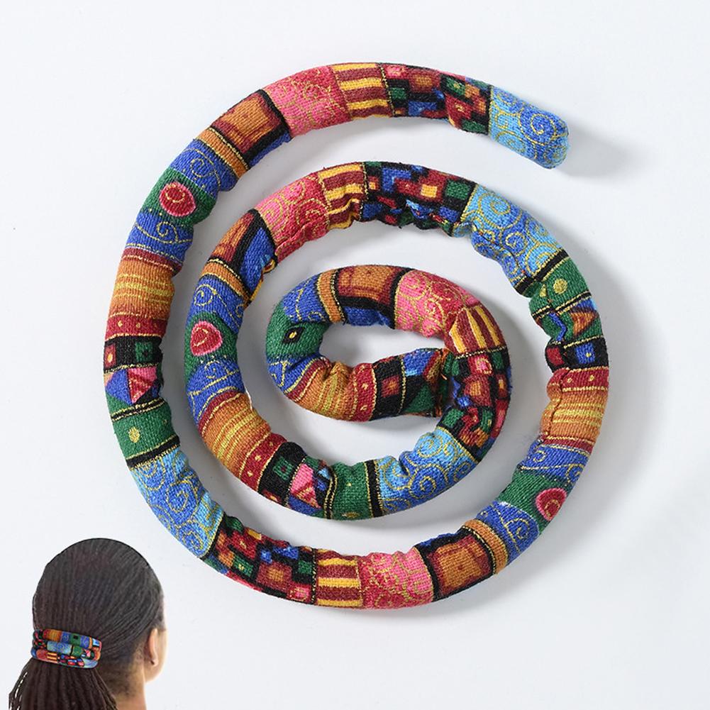 Flexible Headband Ethnic Style Iron Wire Hair Rope Set High Ponytail Spiral Lock Colorful Dirty Braid Long Hair Strands