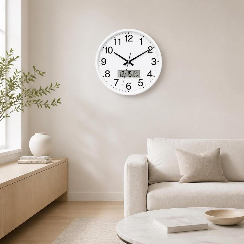 With Calendar Round Wall Clocks 10 Inch Hanging Clock Modern Digital Calendar Clock  Living Room