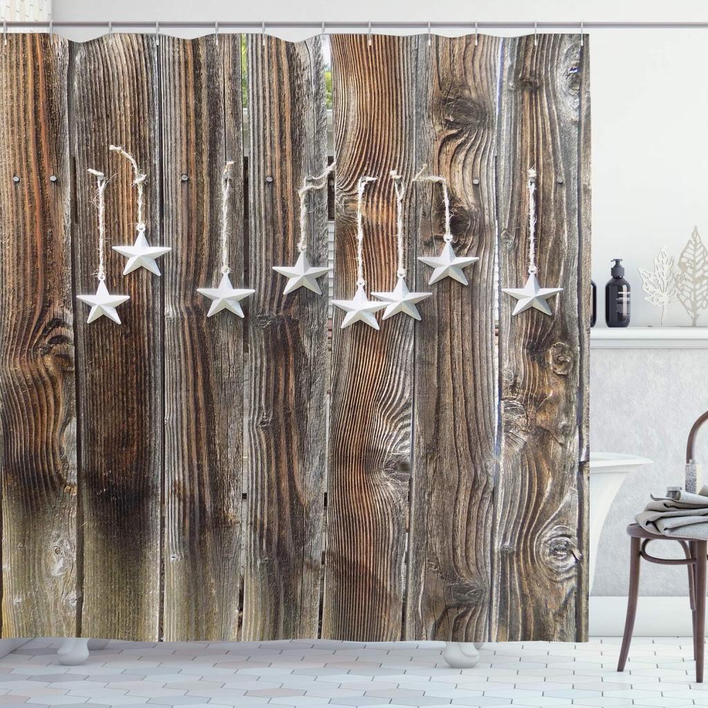 Antlers Shower Curtain Moose In Winter Forest Wildlife Reindeer Christmas Theme Watercolor Painting Style, Cloth Fabric Bathroom