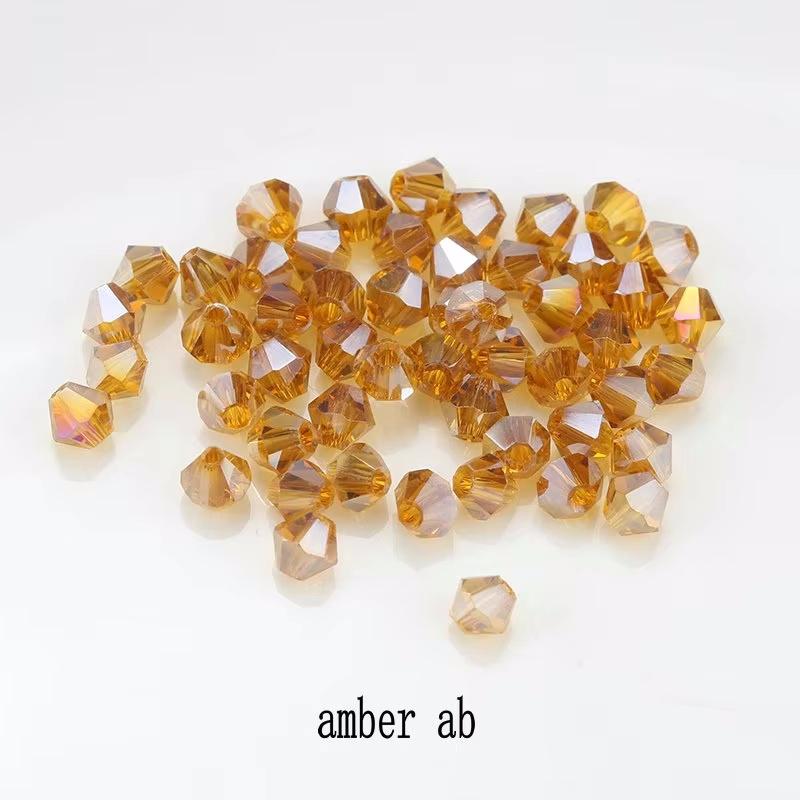 4mm Crystal Bicone Beads 100PCS Faceted Glass Beads Rainbow Loose Craft Beads for Bracelet Necklace Earring Keychain Making DIY