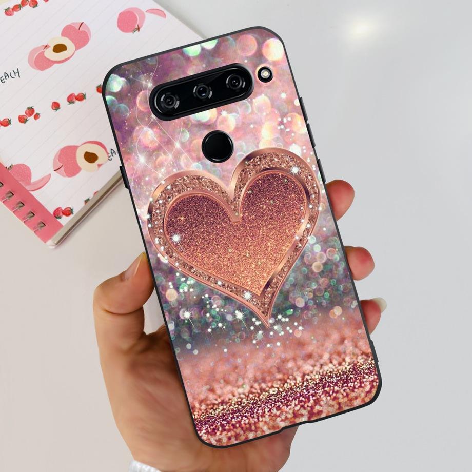 For LG V40 ThinQ Case Cover For LG V35 V35+ ThinQ Soft TPU Silicone Cases Fashion Flower Cute Pattern Funda For LGV40 ThinQ Capa