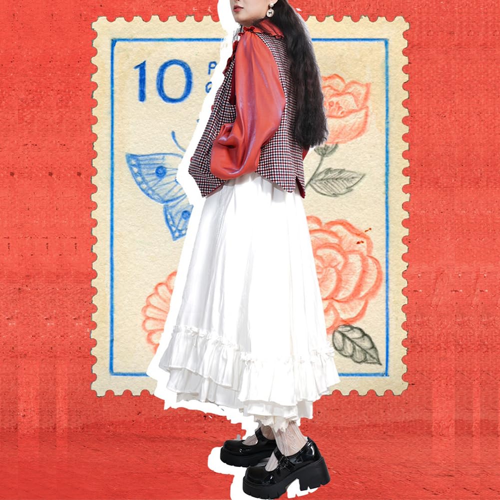 Girls Fluffy Lolita Flared High Waist Lace Large Size Elastic School Skirt Cosplay Classical Princess School Style Everyday Wear Plain [KANO SEIKA]
