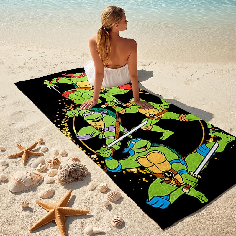 1pc Teenage Mutant Ninja Turtles Beach Towel, Comfortable and Thick, and Swimming/Bath/Picnic/Camping Towel, Suitable for Seaside Beaches