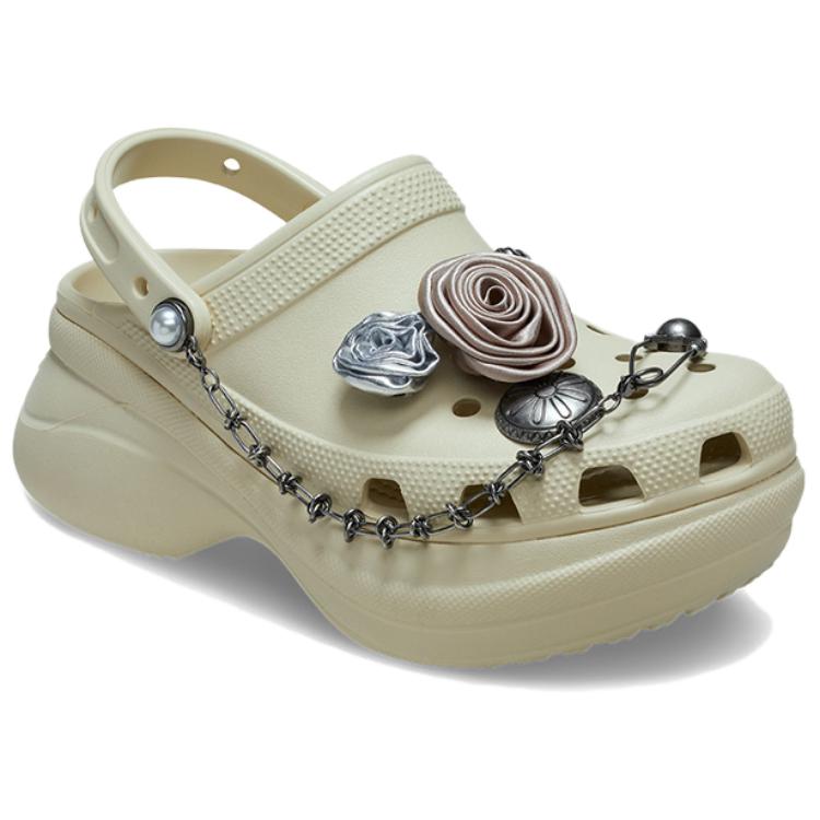 Crocs EVA Rock Rose Whale Stylish and Comfortable Hole Shoes Women's Bone White