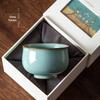 Ru Kiln Master Celadon Tea Cup: Handmade Retro Chinese Ceramic Cup In Gift Box