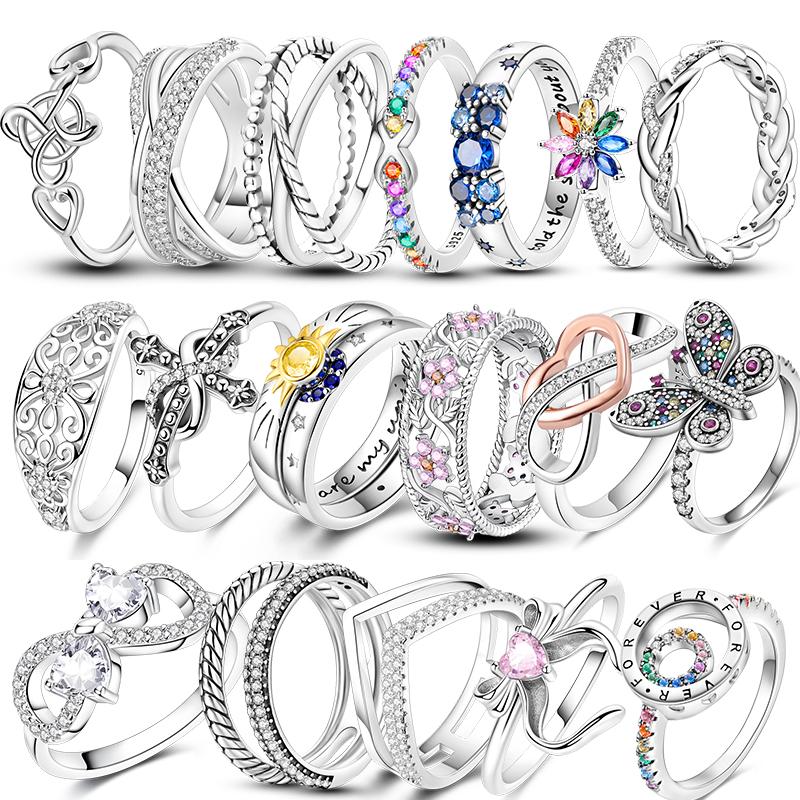 Women Rings 925 Silver Luxury Stackable Ring Original Design Zircon Finger Rings High Quality Wedding Jewelry Gift