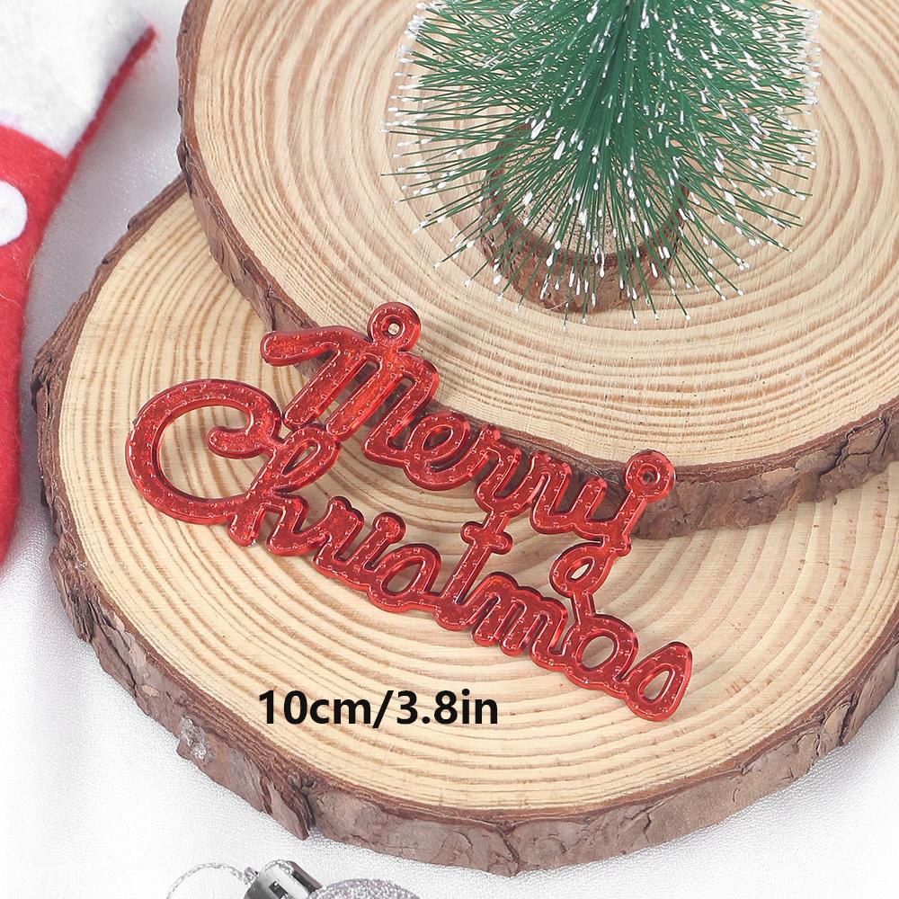 

10Pcs/Box Christmas Hanging Decor Merry Xmas Decoration for New Year 2025 Navidad Ornament Cake Party Home Room Decor Scrapbook 10Pcs красный