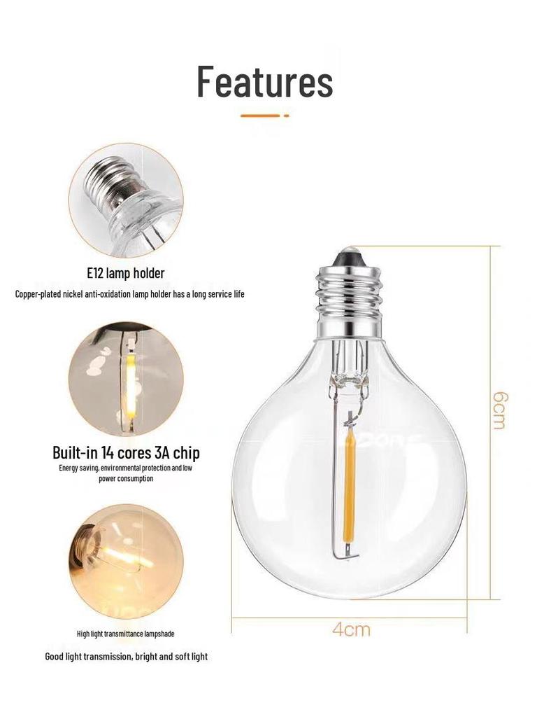 Waterproof G40 Solar Garden String Lights for Outdoor Decoration and Camping