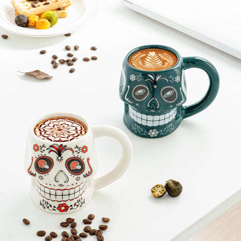 Halloween Skull Coffee Mug 400ML 3D Ghost Ceramic Mug Creative Funny Water Cup Breakfast Milk Cup Home Drinking Halloween Gift