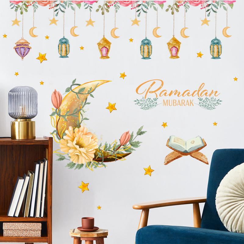 Ramadan Mubarak Window Sticker EID Mubarak Wall Stickers 2025 Ramadan Kareem Home Decoration Islamic Muslim Eid Al Adha Gift