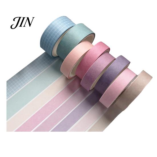 Japanese Paper Tape 8 Rolls Washi Set, Decorative Stickers, Aesthetic Solid Color Tapes for Scrapbooking Supplies, Journaling Junk Journal,