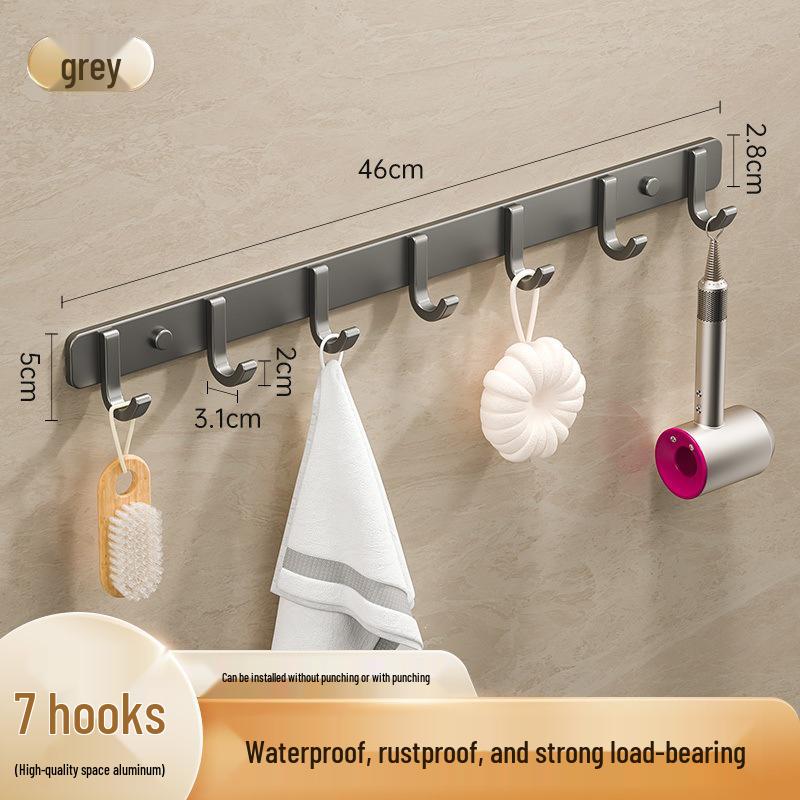Adhesive Space-Saving Aluminum Towel & Clothes Hook for Bathroom/Kitchen