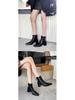 BEIJIANI 5598-10 Rivet Ankle Boots for Women, Chunky High Heels, Square Toe, Back Zipper - Perfect for Autumn & Winter.